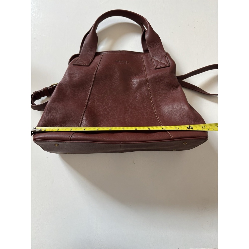 NWOT American Leather Co Ada Triple Entry Satchel Bag Red Wine Smooth Crossbody - Picture 7 of 9